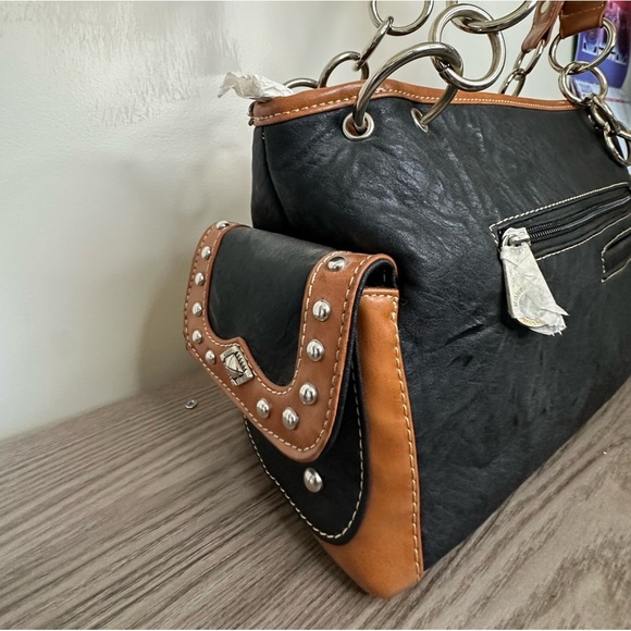 Montana West Black and Tan Shoulder Bag